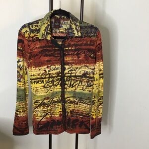 Women’s Vintage 90’s Jean Paul Gautier  Multi Color 100% wool button down Shirt
